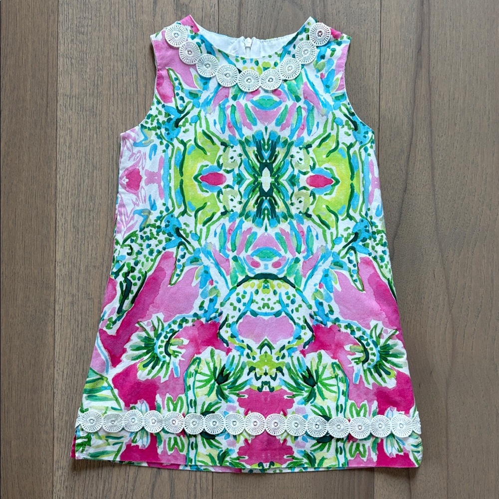 Floral Pink and Green Kids Dress